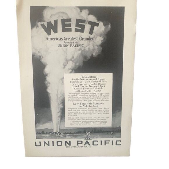 Vintage 1927 Union Pacific West Americas Grandeur Ad Advertisement - Picture 6 of 6